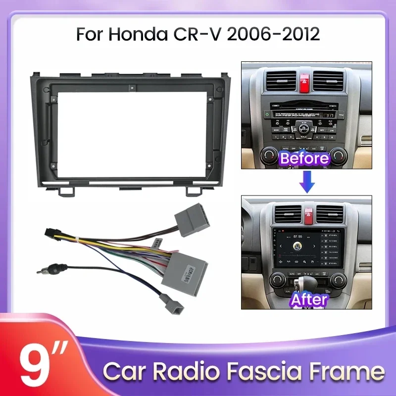 

9-дюймовый аудио фитинг для Honda CRV CR-V 2007 2008-2011, головное устройство, радио, приборная панель GPS, стерео панель для монтажа 2 Din, DVD рамка