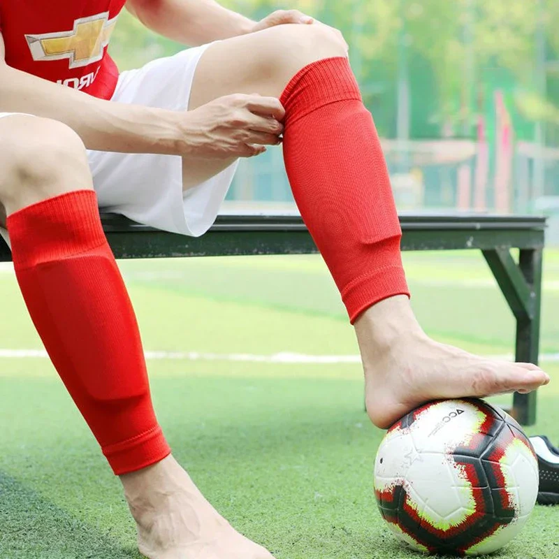 Calcetines de fútbol rojos para hombre y mujer, espinilleras, cubierta de  pierna, Cutsocks de agarre, nuevo - AliExpress