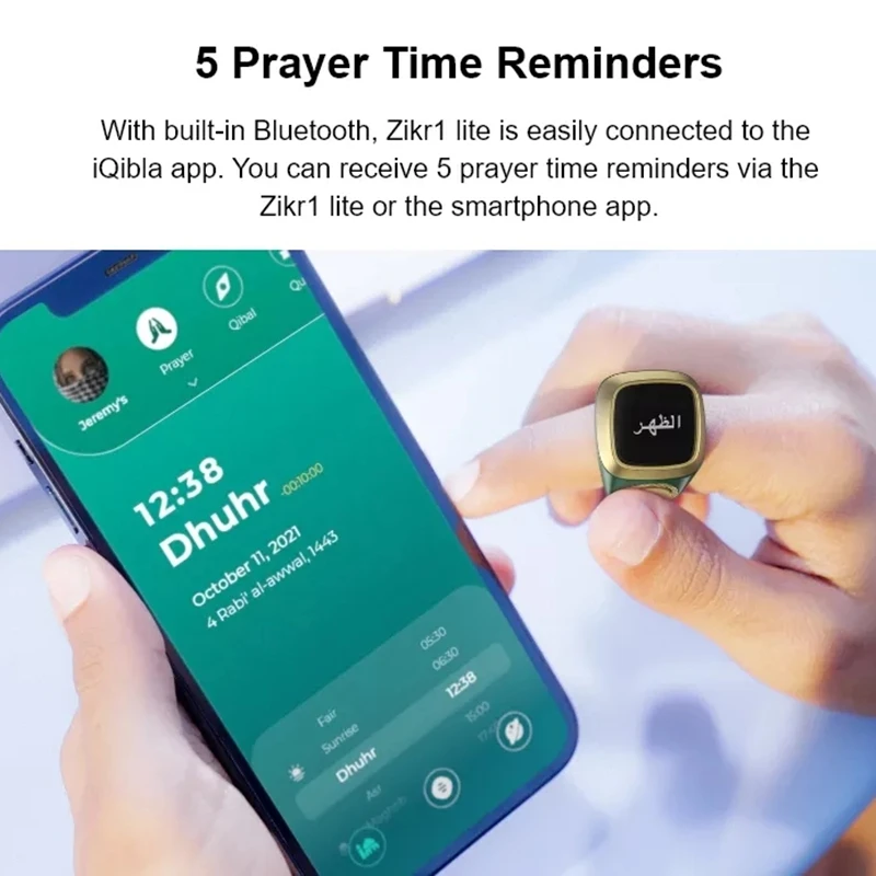 SKMEI New Fashion Casual Smart Ring For Men Women Smart Time Display Counter 5 Prayer Time Reminders Men's Rings Free Shipping