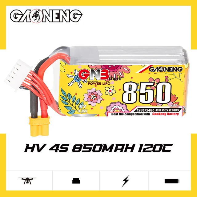 Upgraded GNB 4S 15.2V 850mAh Lipo Battery For FPV Racing Drone RC Quadcopter Helicopter Parts With XT30 15.2V Battery 2