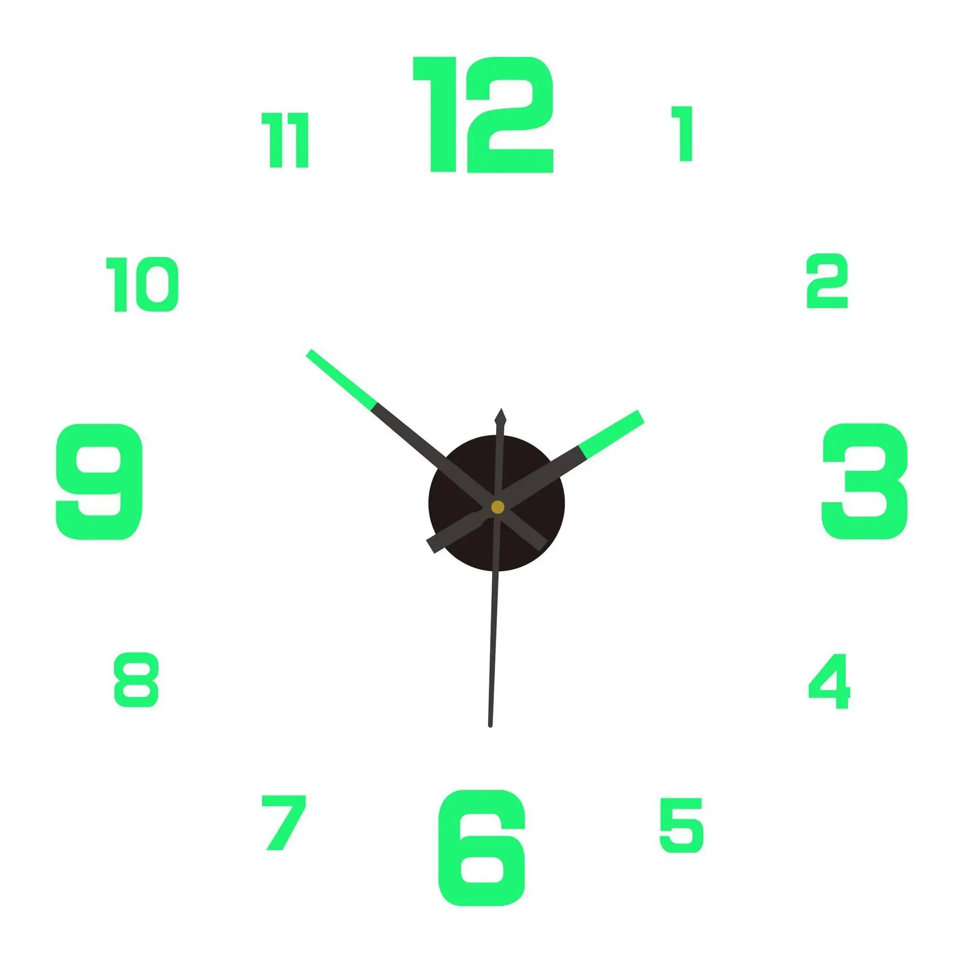 Creative Simple Night Light Digital Clock European Style DIY Silent Wall Clock For Study Room Living Room No Punching Wall