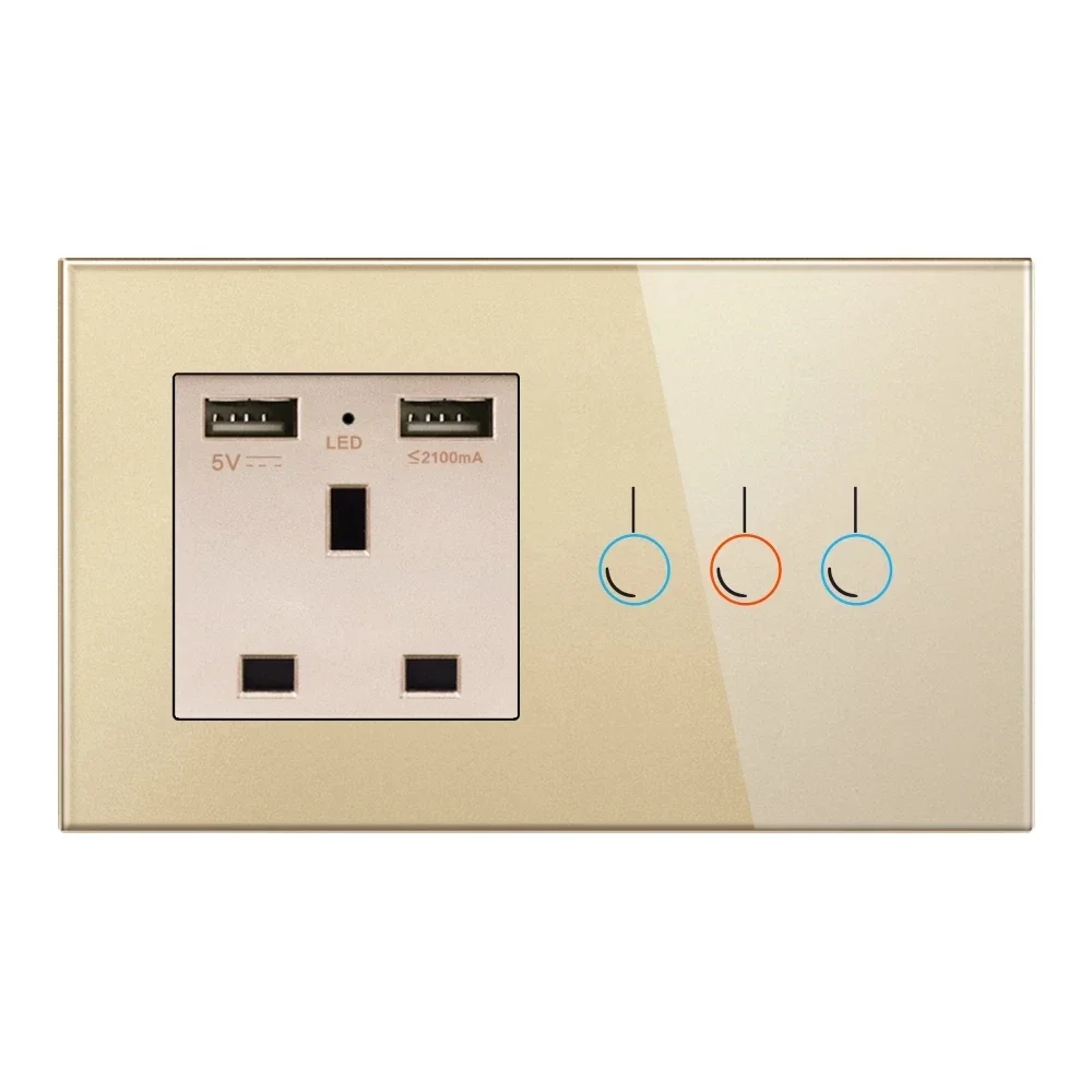 3GANG UK SOCKET GD