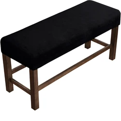 Luxurious Velvet Stretch Dining Chair and Bench Covers - Soft Spandex Slipcovers and Seat Protectors (Black)