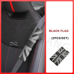 Premium PU Leather Seat Belt Shoulder Pad Cover - Universal Fit (Black Flag)