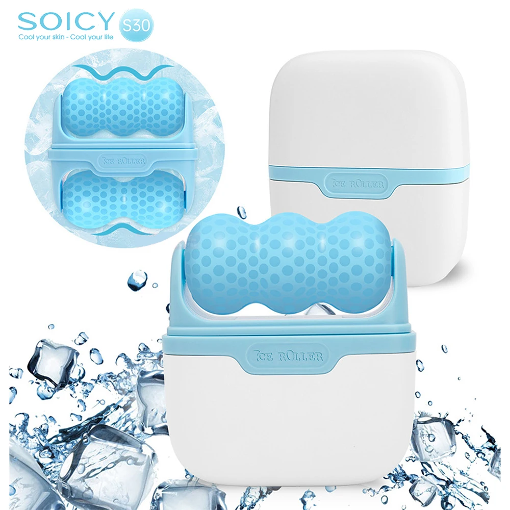 

Soicy S30 Ice Roller Skin Cooling Facial Massage Roller W V Wavy Skin Relax Tightening Massager With Protective Box