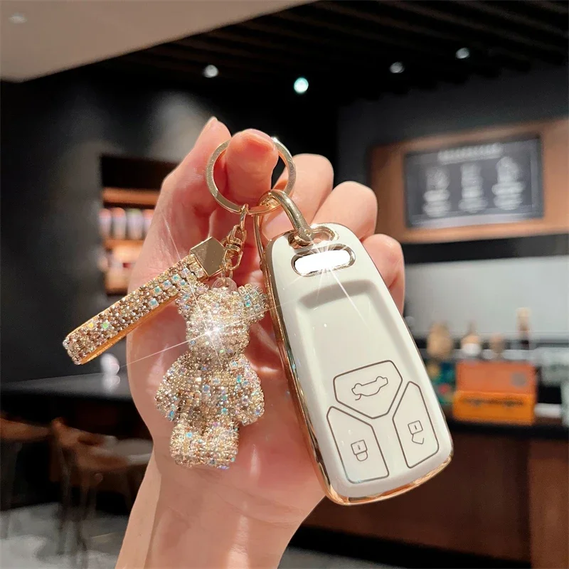 

Fashion TPU Car Remote Key Case Cover Shell Fob For Audi A3 A4 A5 A6 A7 Q3 Q5 Q7 B9 4M S4 S5 S7 8S 8W TT TTS TFSI RS Keychain