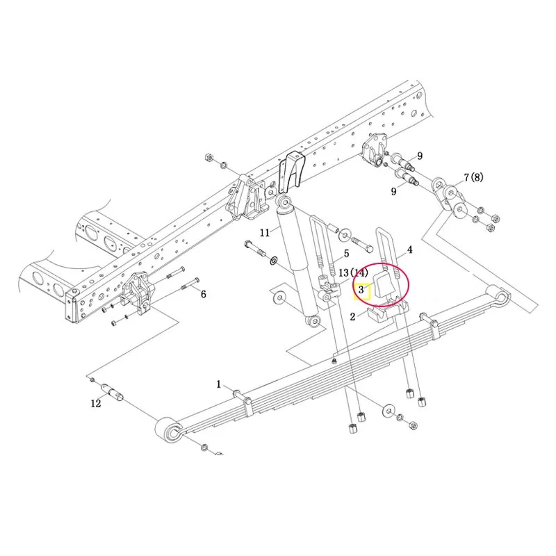 리미트 블록, 버퍼 블록 및 고무 패드( 1105329200004 ) FOTON Aoling 및 Oumakon의 경우