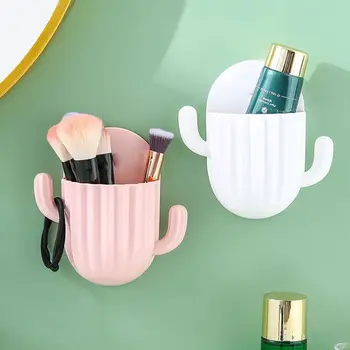 Portaoggetti autoadesivo per Cactus da parete in plastica portaoggetti per bagno portaoggetti per cucina, bagno, spazzolino da denti, supporto per montaggio a parete 1