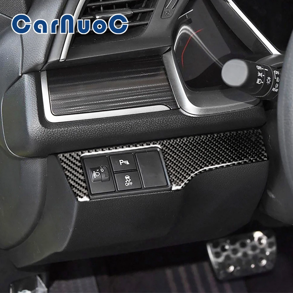

Car Headllight Control Panel Decorative Cover Trim Carbon Fiber Stickers For Honda Civic 10th Gen 2016-2019 Interior Accessories