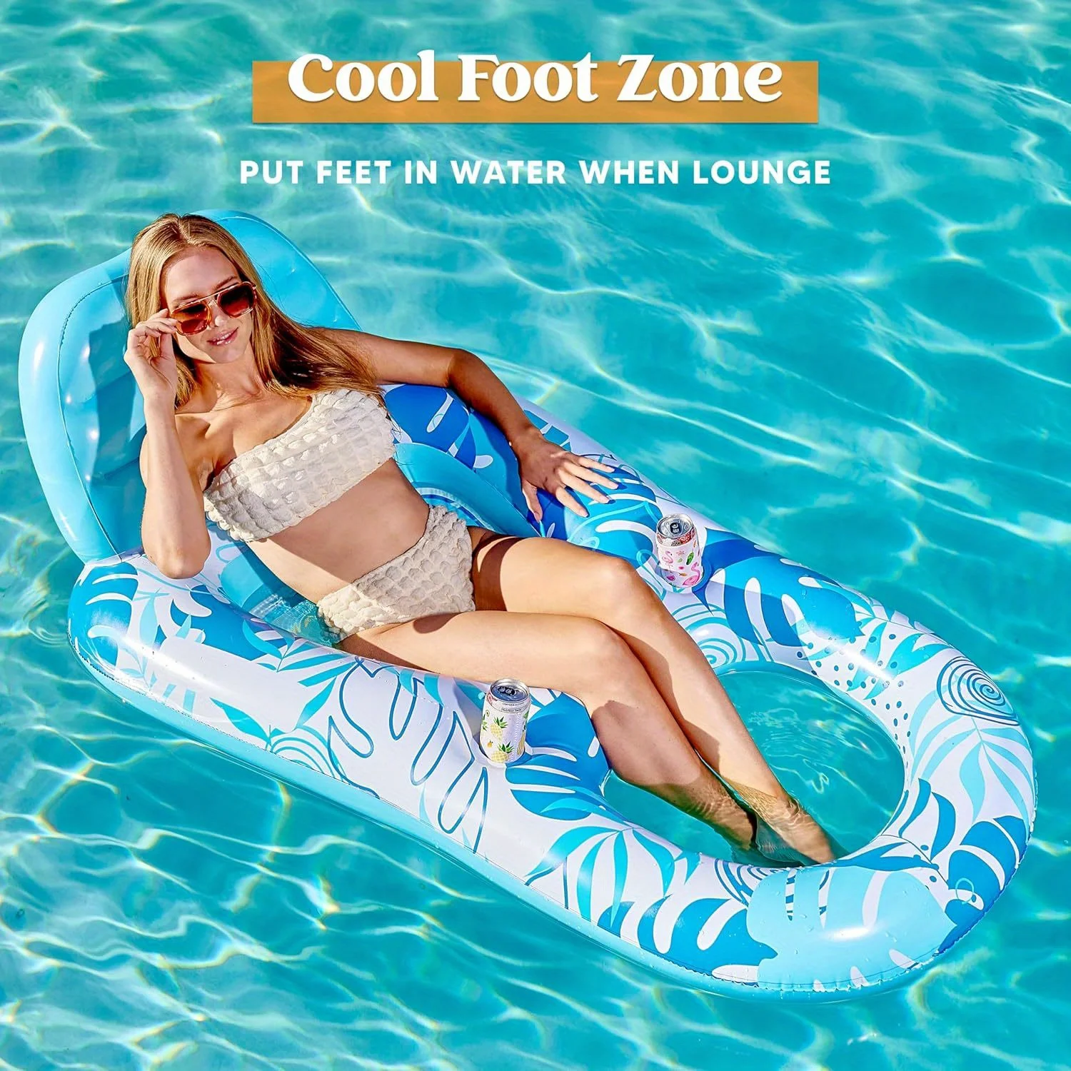JOYFY Aufblasbare Poolliegen für Erwachsene, Schwimmliege, Wasserliege, Schwimmender Relaxsessel für Sommer-Wasserpartys – Detail 4