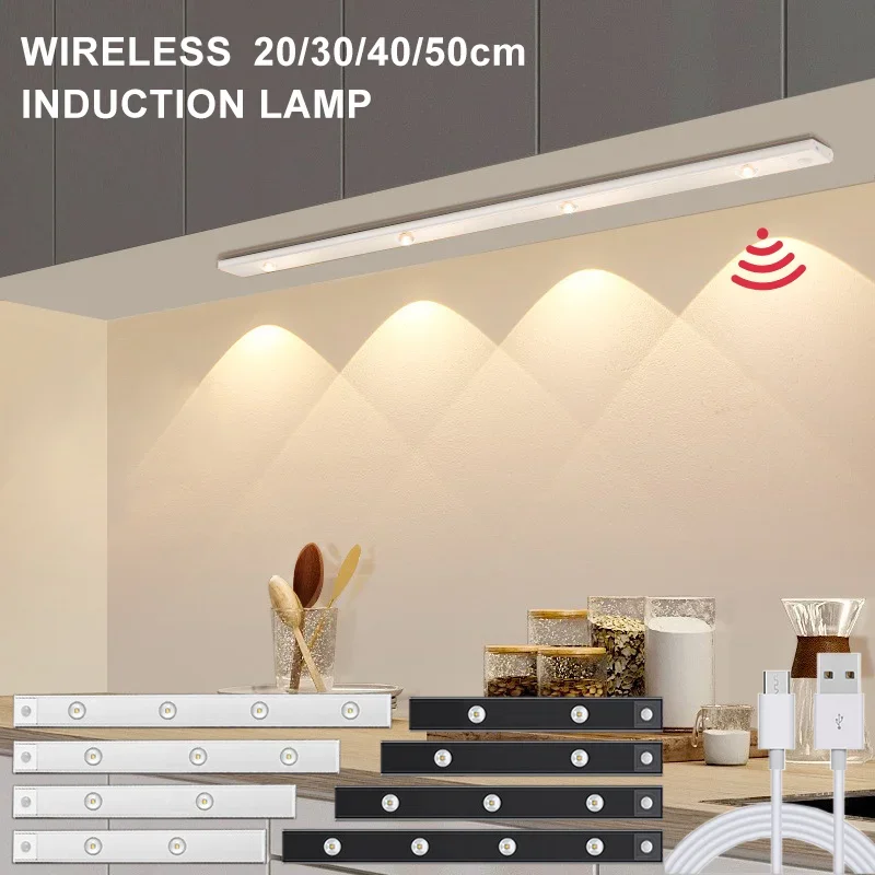 

3 in 1 Under Cabinet Lights LED Lights for Kitchen Bedroom Wardrobe Closet Wireless Lamp with Motion Sensor 20/30/40/50cm