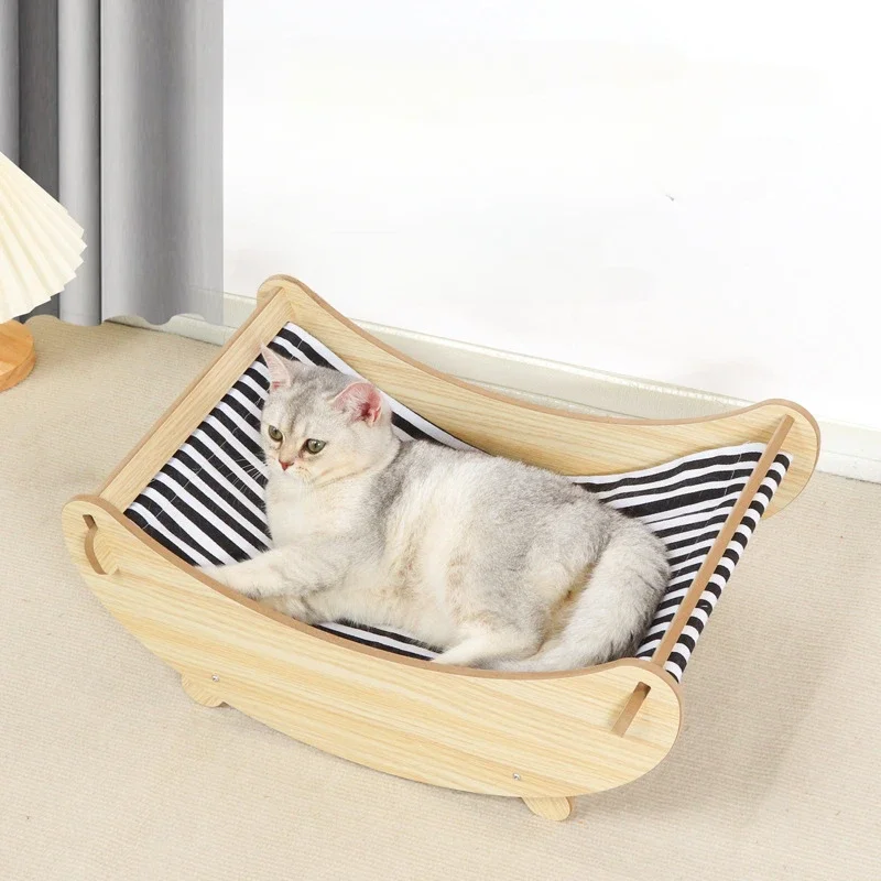 

Pet Cat Beds Cradle Wooden Furniture Kitten House Interesting Cats Hammock Elevated Bed for Cats Comfort Sofa Lounge Chair