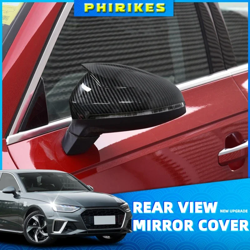 

Carbon black and bright black Rearview Mirror Case Side Mirror Shell For Audi A4 B9 A5 2017-2019 One Pair