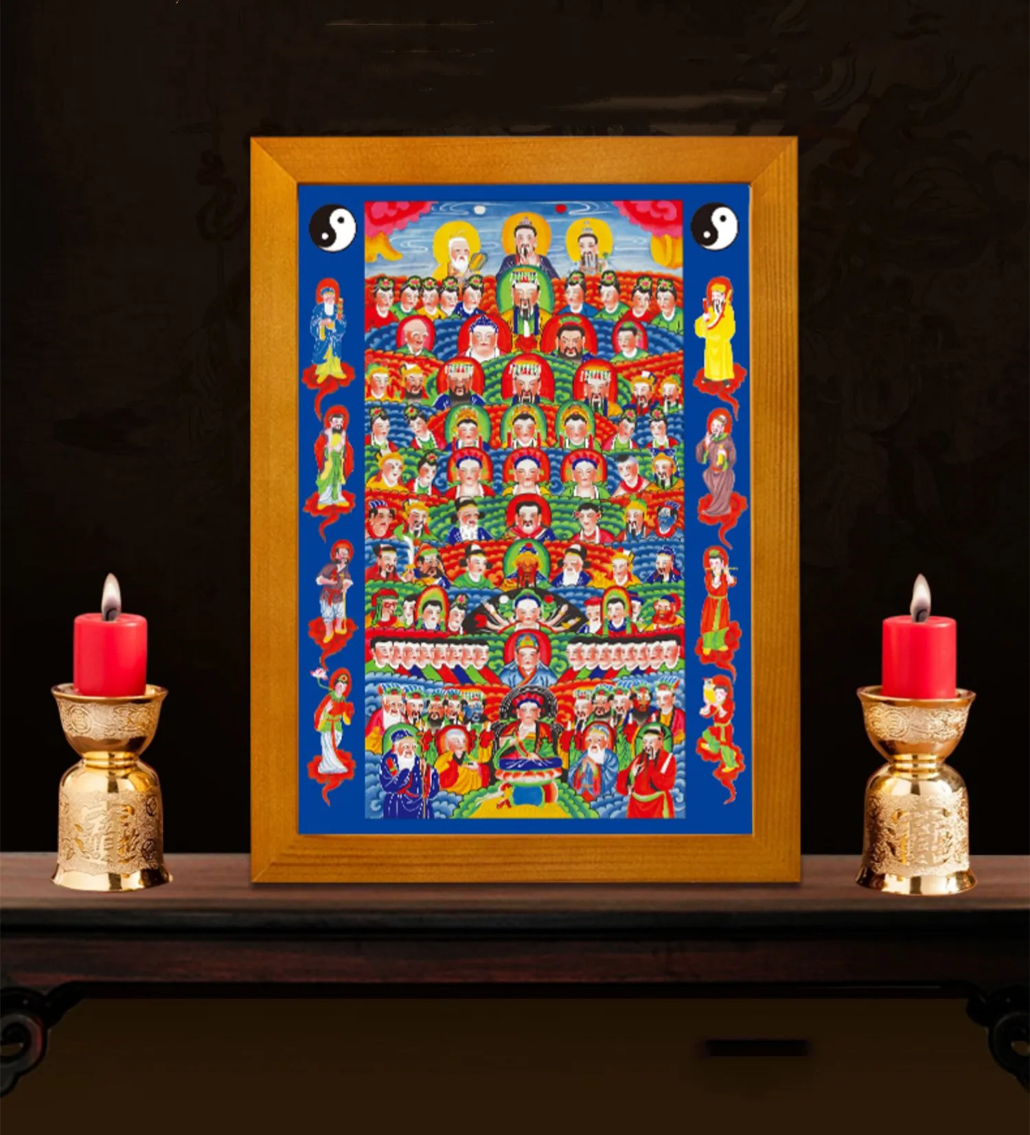 Taoist all God pictures, wooden frame ornaments, hanging paintings,  Exquisite religious feng shui ornaments 4