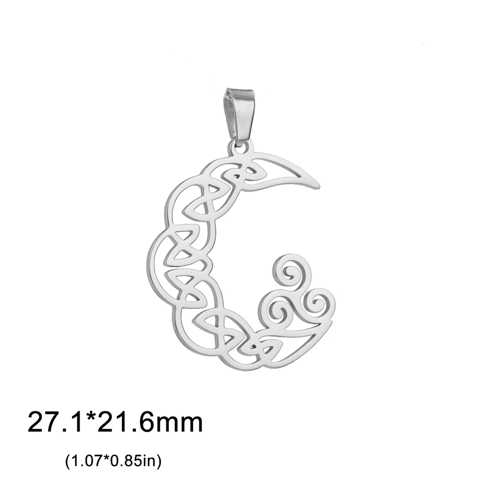 Dawapara Celtics Triskele Triskelion Pendant Crescent Moon Triple Spiral Trinity Knot Stainless Steel Charm for Jewelry Making