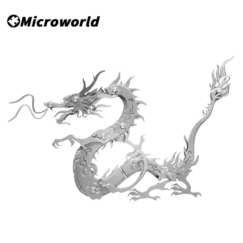 Microworld 3D Metal Puzzle Chinese Zodiac Dragon Model Kits DIY Laser Cut Assemble Jigsaw Toys Birthday Gifts For Adult Teen Kid 2