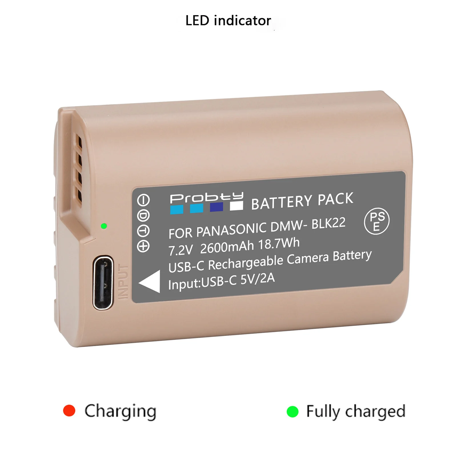 Baxxtar DMW-BLK22 E battery charger 98862 - Mini Dual LCD - USB-C and MicroUSB input - for Lumix DC S5 GH5 GH6 GH7 G9 S9