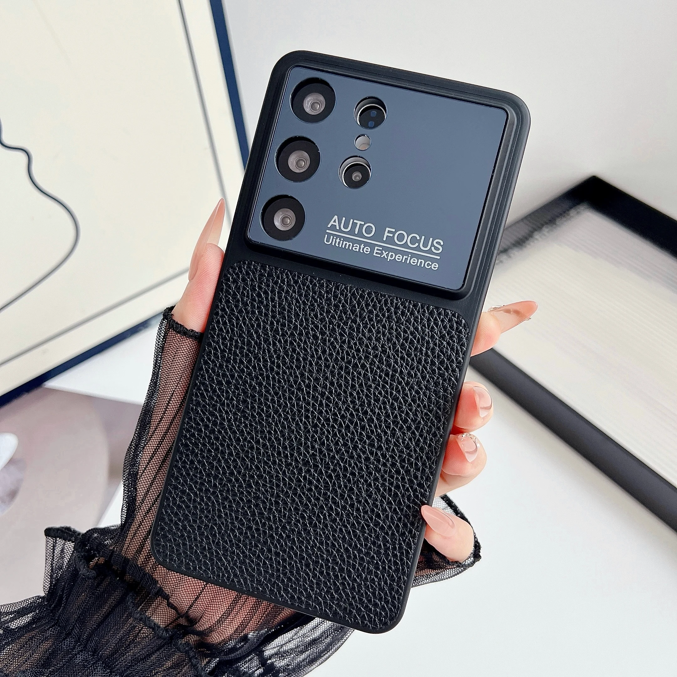 Solid Color Lychee Grain Shockproof Phone Case with Enhanced Protection