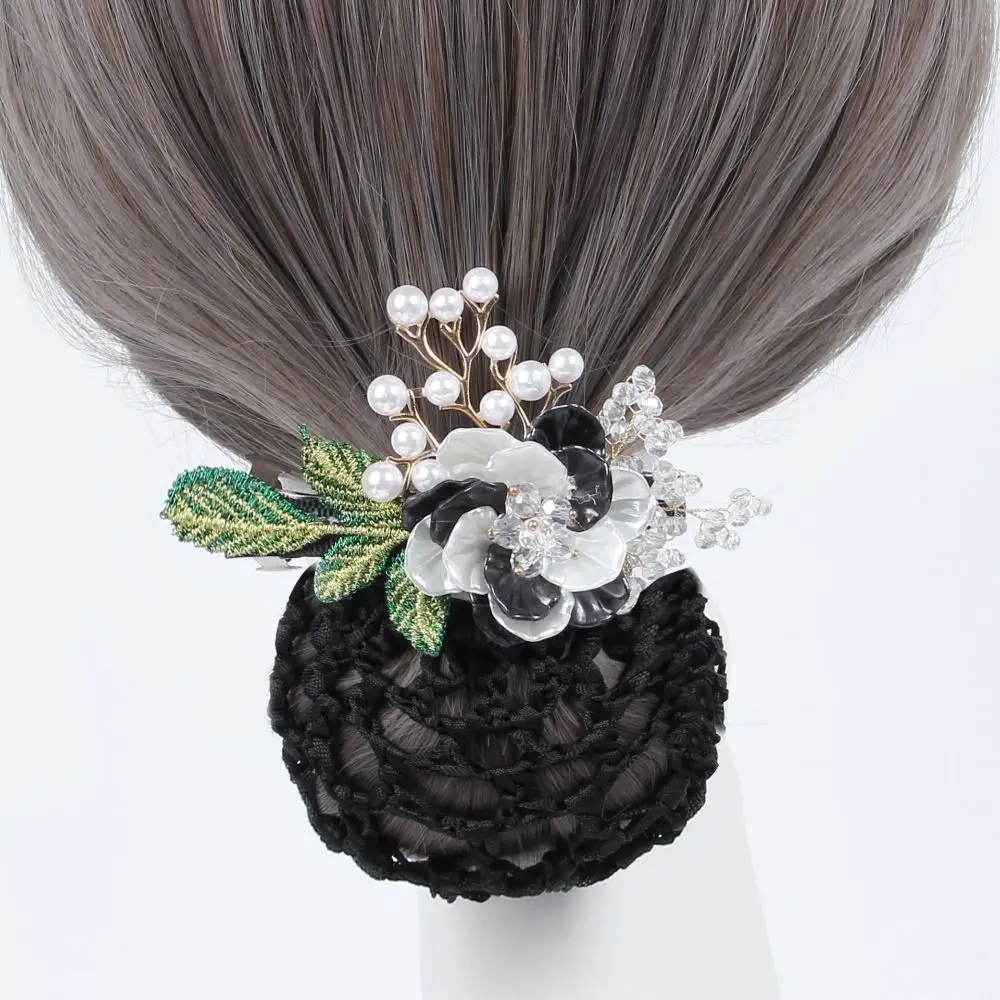 

Korean Style Flower Snood Spring Clip Fashion Donut Hairpiece Bun Hair Net Ponytail Hair Clip Elegant Hairgrips Cover