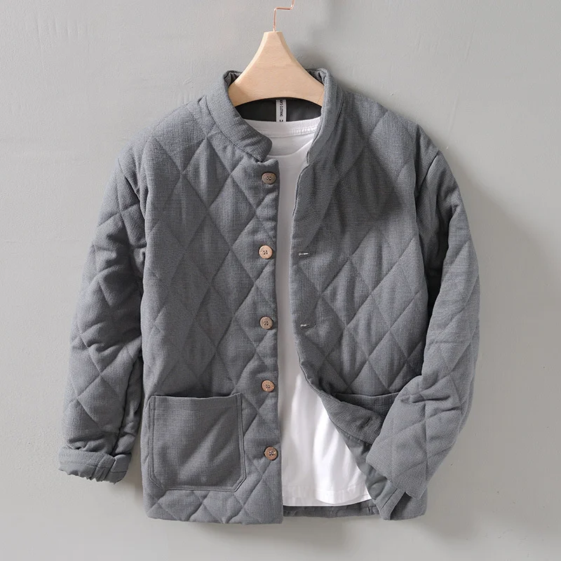 Japanese Style Stand Collar Padded Jacket For Men