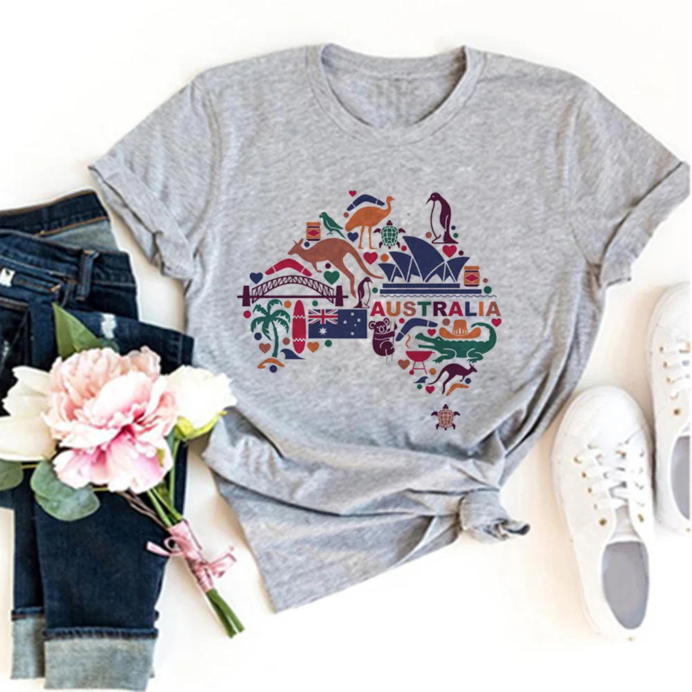 

australia t shirt women Y2K anime comic t-shirts girl streetwear clothes
