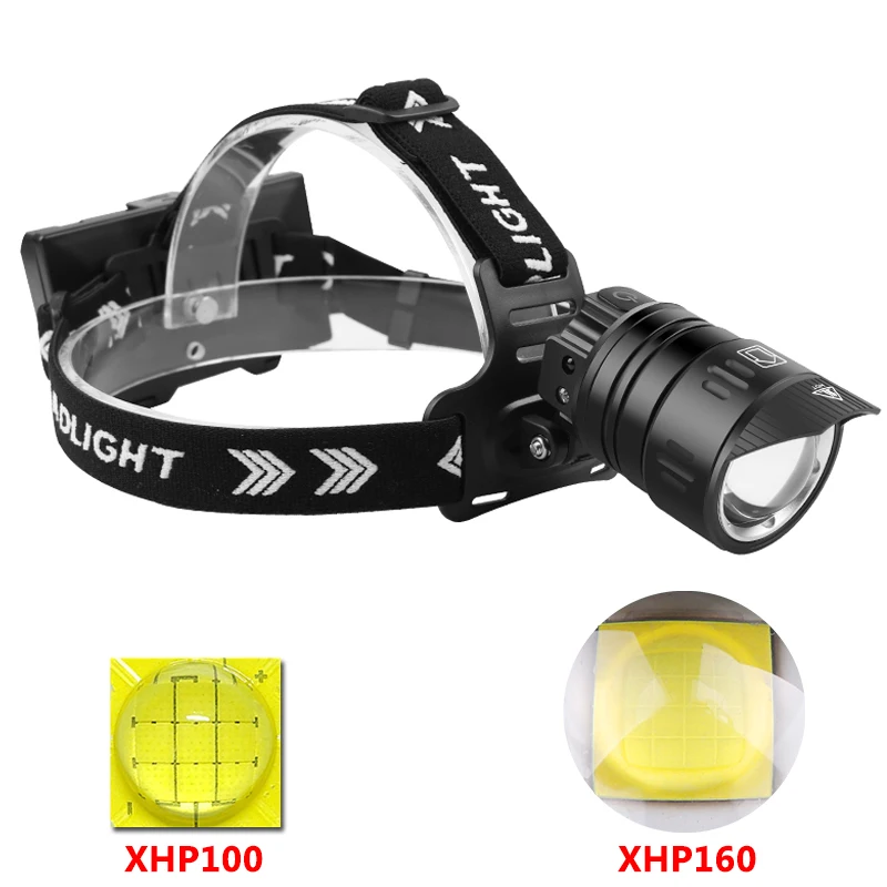 

XHP160 Sensor Led Headlamp Headlight Powerbank Head Lamp Flashlight Torch Use 18650 Battery Bulb Zoomable Fishing Caming Lantern