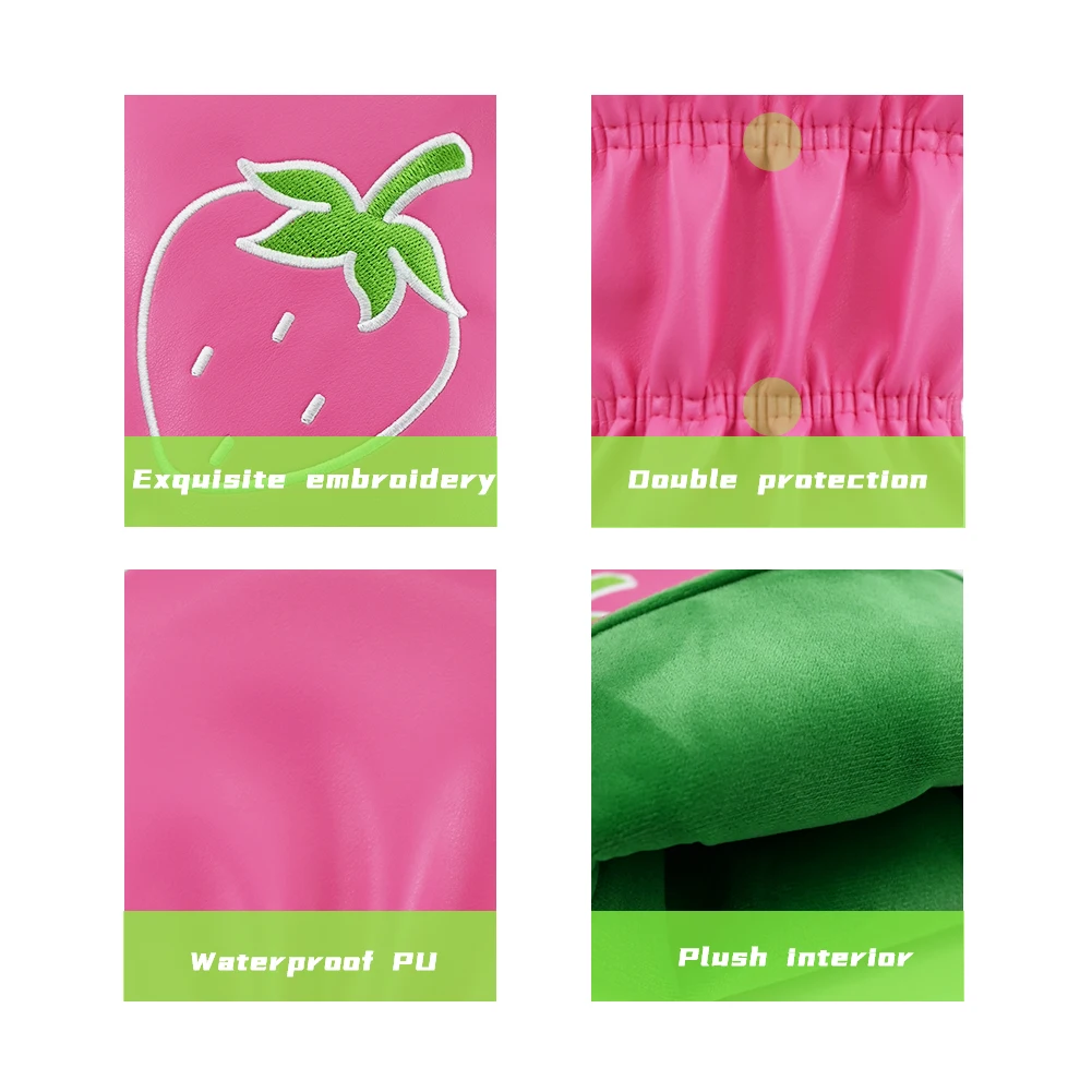 Golf Headcovers Fruit Pattern PU Leather Protector Set For Driver Fairway Hybrid Waterproof Club Head Covers Golf Supplies