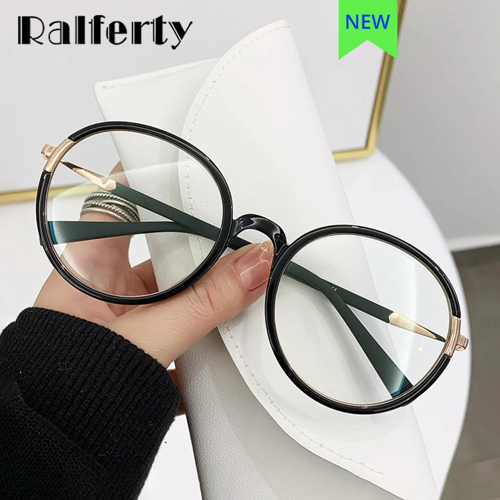 Ralferty Oversize Round Eyeglasses Frame Women TR90 Big Black