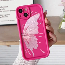 Pink Butterfly Wrist Chain Lanyard Soft TPU Shockproof Case with Hang Strap Cover for Xiaomi Poco m6 4G (NYNY15JG-Rose)