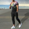 Men's Clothing Men Suit Tracksuit 2 Piece Sets Jogger Outfit 3D Printed Summer Trousers Short Sleeve Men T Shirt Long Pants 2