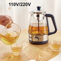 110V/220V Home Tea Making Machine Office Glass Floral Teapot Auto Insulation Kettle Boil Water Quickly Electric Kettle 1000ml 1