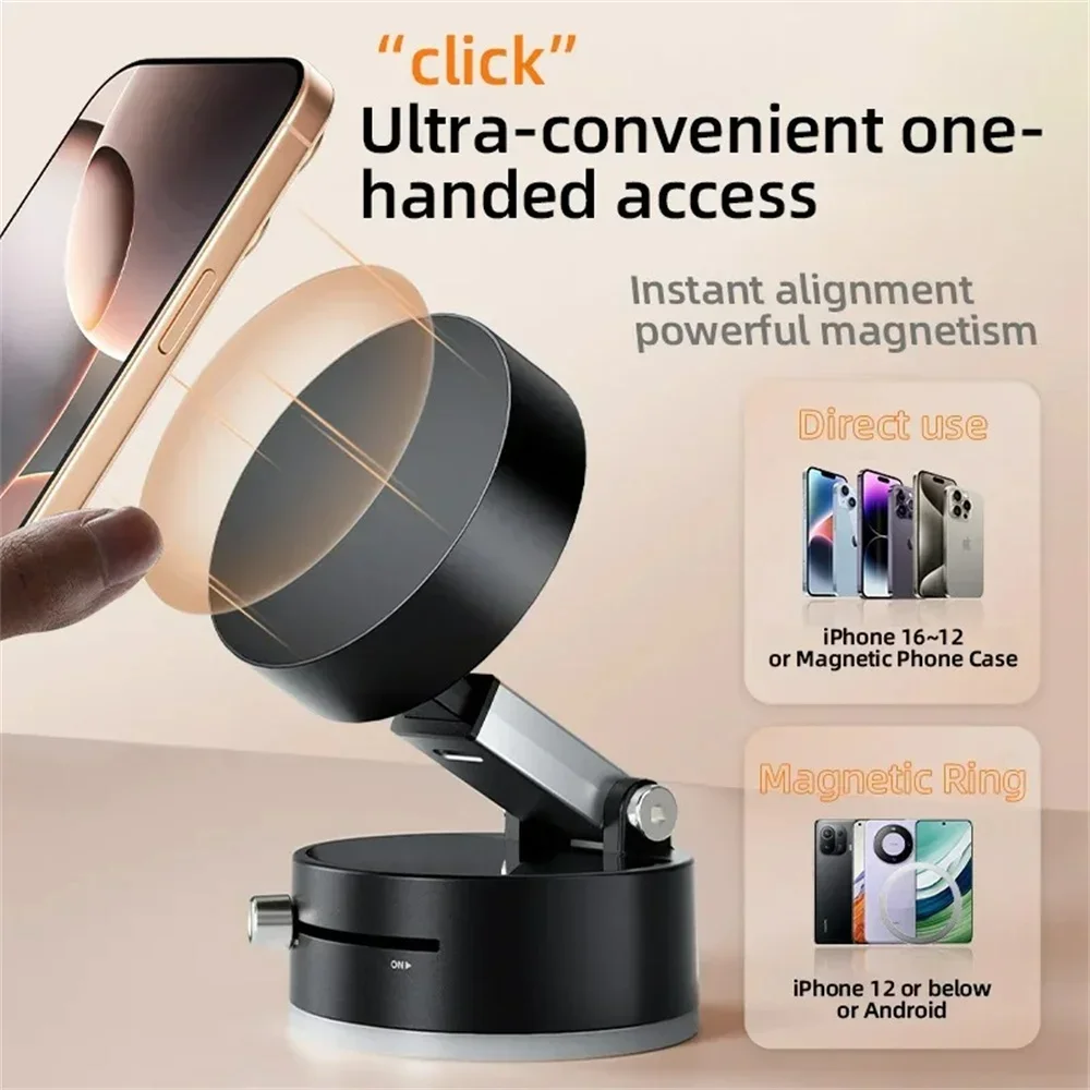 Foldable Mobile Phone Holder Vacuum Suction Cup Holder Magnetic Car Phone Holder For IPhone/ Android Phone Accessories