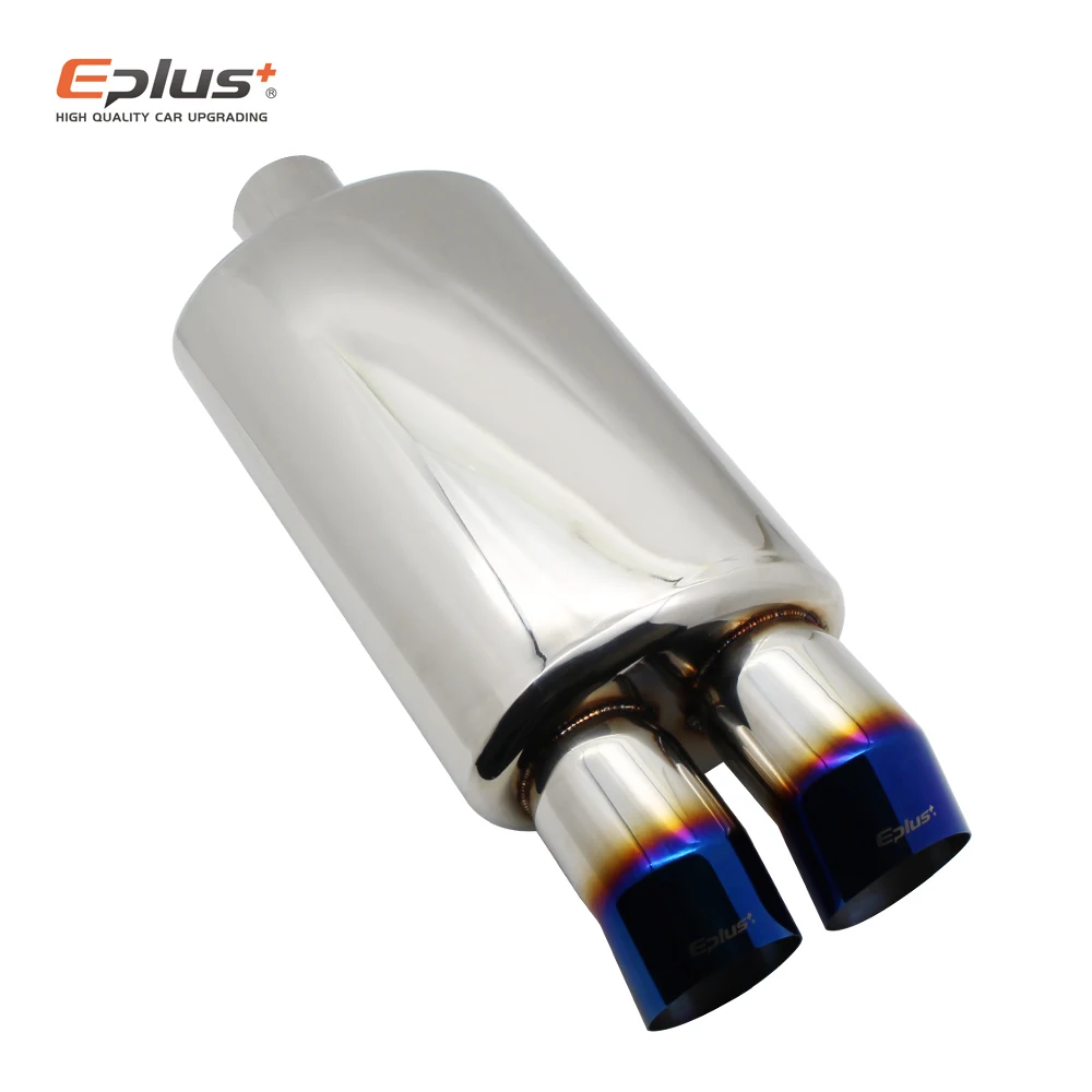 Car Accessories Exhaust Systems Muffler Pipe Polished Universal Stainless Steel Burned Blue Silver Silencer Double Export 63mm exhaust muffler tip exhaust pipe muffler exhaust trim pipe