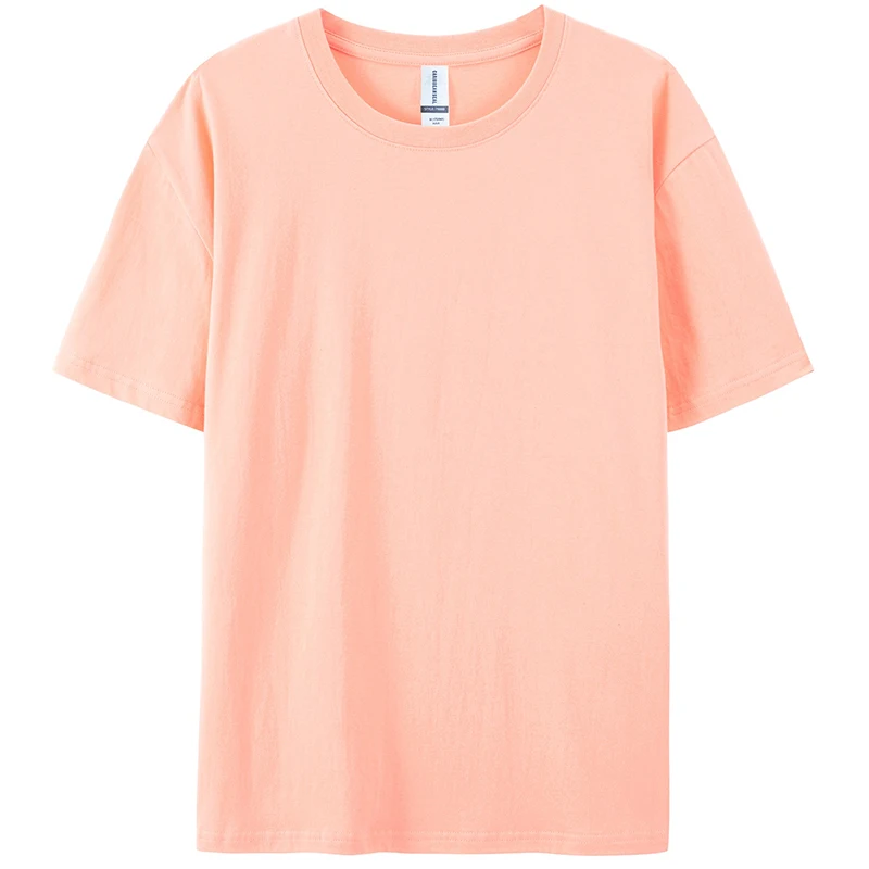 180gsm Cotton Solid Tops Man Short Sleeve New Fashion Brand Trend White Black Clothing Women Customized Products Summer T-shirt
