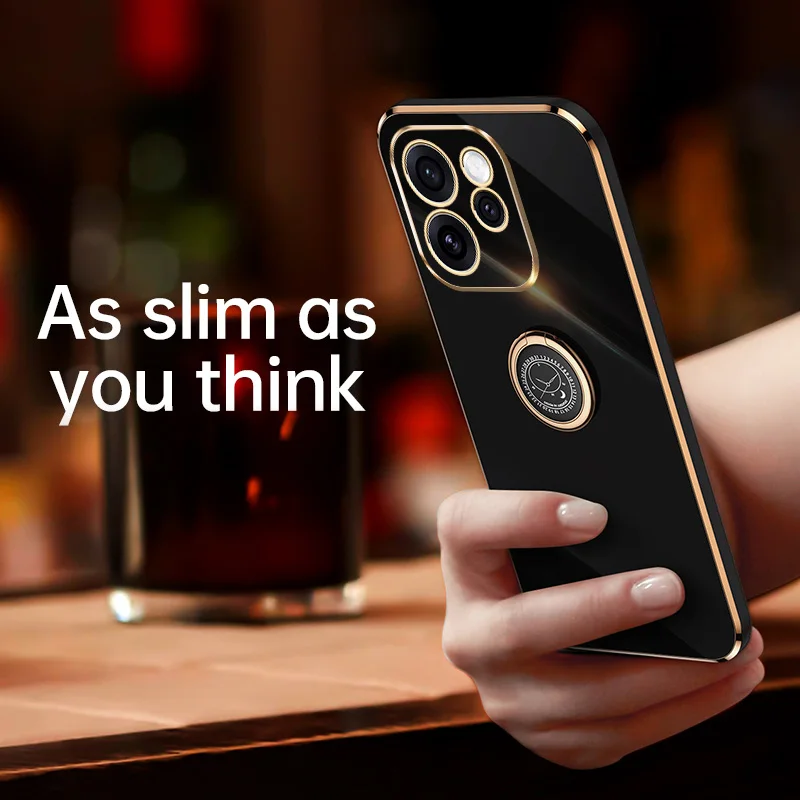 Solid Color Plating Silicone Soft Square Phone Case
