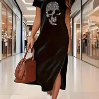 Robe longue d'été ample et confortable, T-shirt longue, robes d'été contrastées pour femmes 2