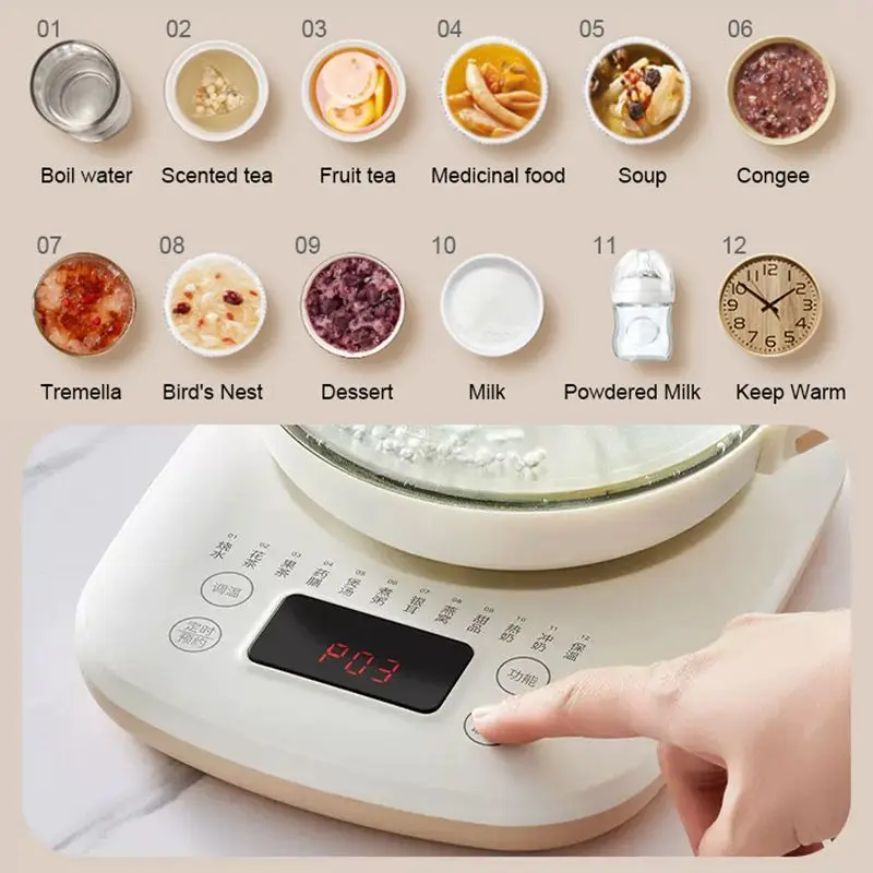 1.8L health Pot Multifunctional Scented teapot Electric Kettle Automatic Keep warm Temperature Adjustable Dessert Soup Stew pot