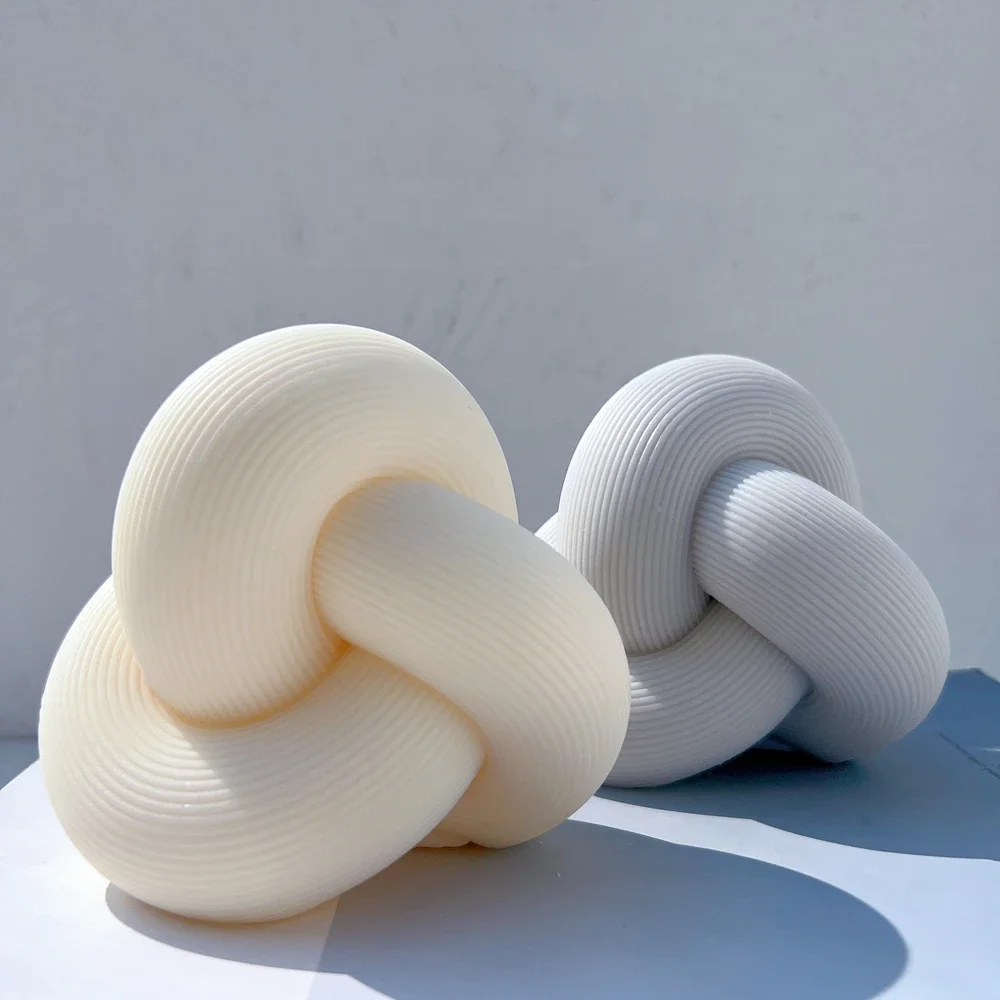 RibbedTubeKnotCandleSiliconeMoldTieRopeBallTwistedKnitted