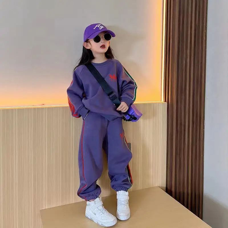

Boys and Girls Western Style Leisure Suit 2023 Spring and Autumn New Fashionable Sweater Ankle Banded Pants Two-Piece Suit Fashi
