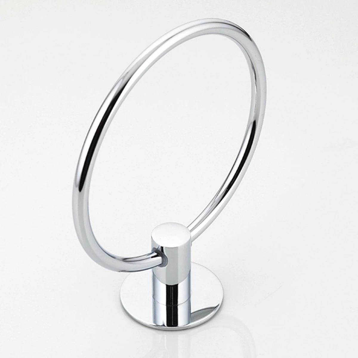 No Punching Stainless Steel Chrome-Plated Round Towel Ring Bathroom Pendant Towel Ring Rack Rack