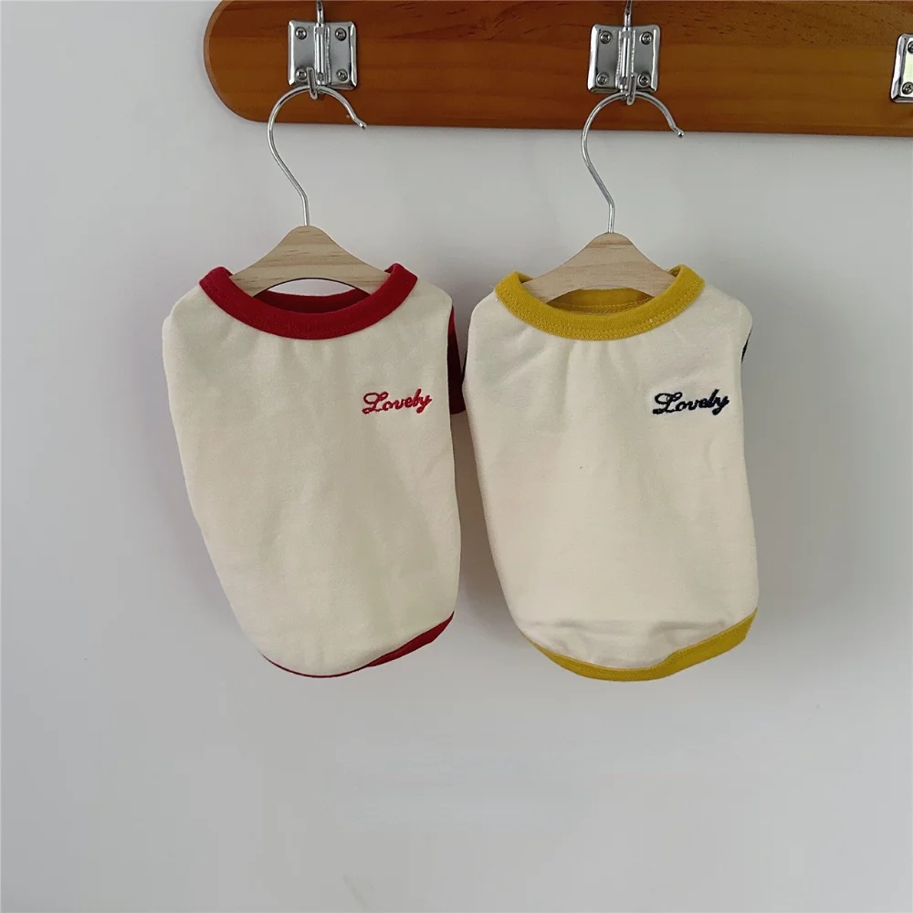 Ins Pet Summer T-Shirt Vestiti Per Cani Thin Teddy Yorkshire Marquis Contrast Top Small Puppy Cat Cat Puppy Clothes Pet Clothes