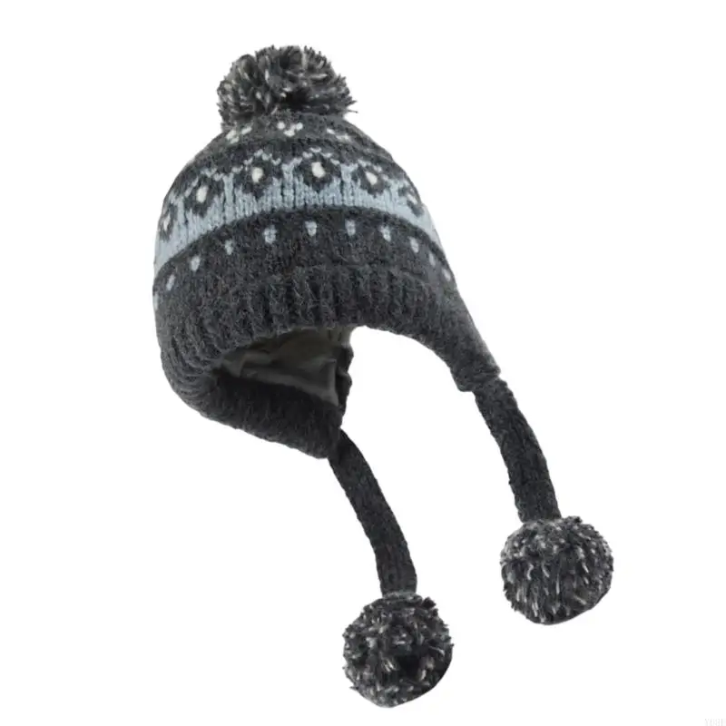 Dehnbare Fleece-Mützen, winddichtes Design, wärmeisolierendes Muster, Kopfbedeckung für Schneesportarten Y08E – Detail 4