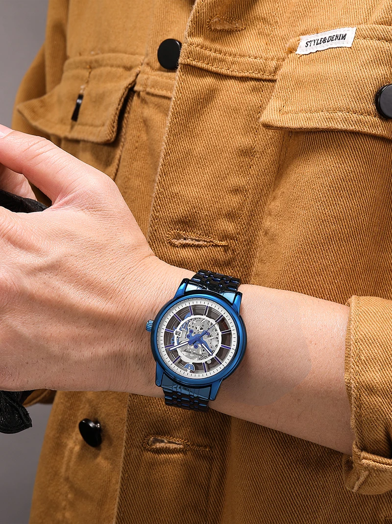 Luxury Skeleton Hollow Men Watches Steampunk Gold Quartz Watch not Mechanical Watch Stainless Steel Male Wristwatch Male Clock