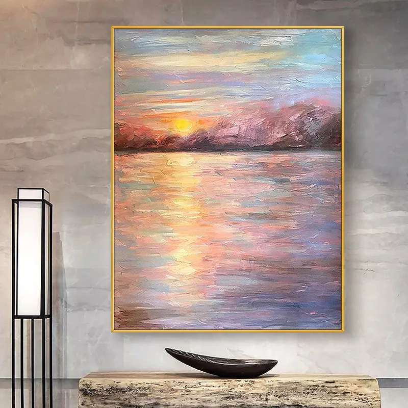

Abstract Landscape Oil Paintings Hand Painted Large Seascape Large Oil Paintings Sunrise Artwork ForLiving Room Wall Art Decor