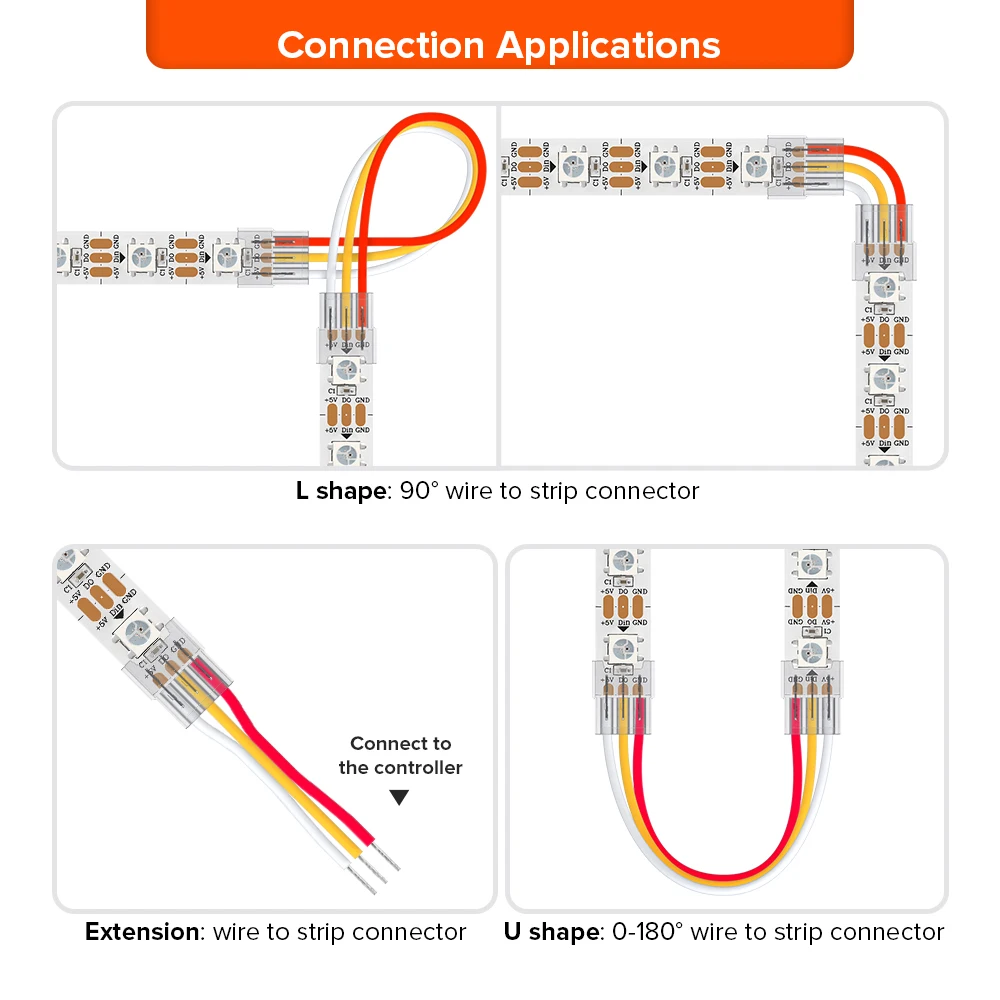 Led 5050 Strip Solderless Connector Ws2811 Led Strip Connector - Connectors Aliexpress