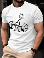 T-shirt 100 % coton pour homme, coupe slim, manches courtes, idéal pour l'été, motif tendance, sous-vêtement sportif avec impression amusante 1
