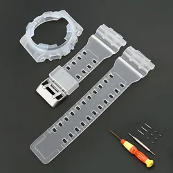 Sport Waterproof Matte TPU Resin Strap Case for Men’s Watch Band with Tools (Transparent)
