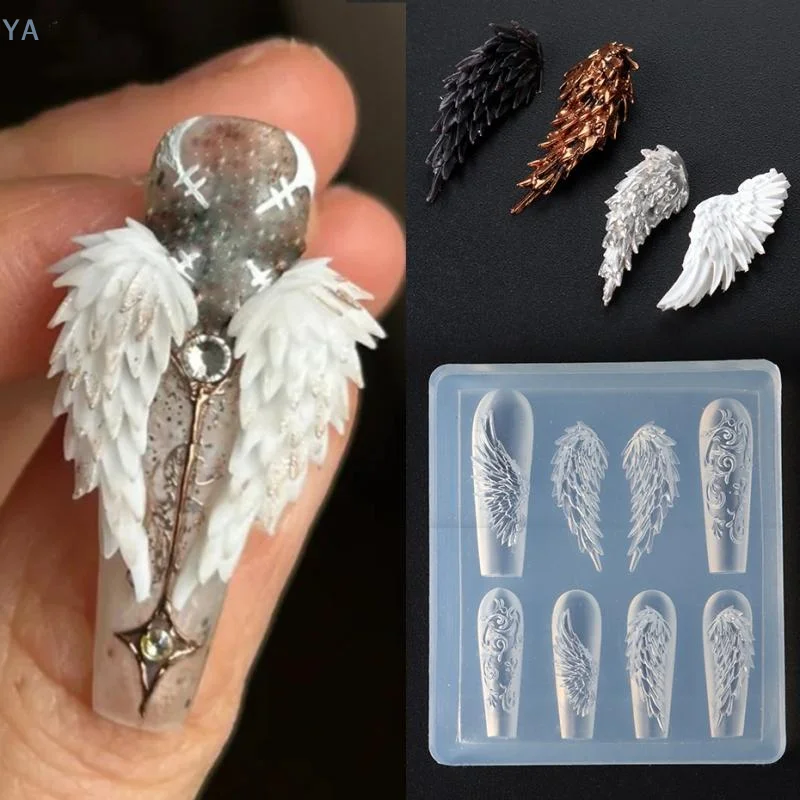 [A]3D 실리콘 네일 몰드 꽃 리본 나비 네일 템플릿 투명 몰드 DIY 네일 아트 장식 스탬핑 플레이트 매니큐어 도구