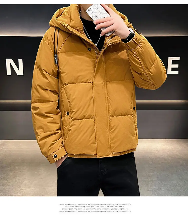 Einfarbige Herren-Entendaunenjacken mit Kapuze, 2025, Winter, winddicht, warm, Top, Puffermäntel, Oberbekleidung, verdickte, gepolsterte Parkas-Kleidung – Detail 14