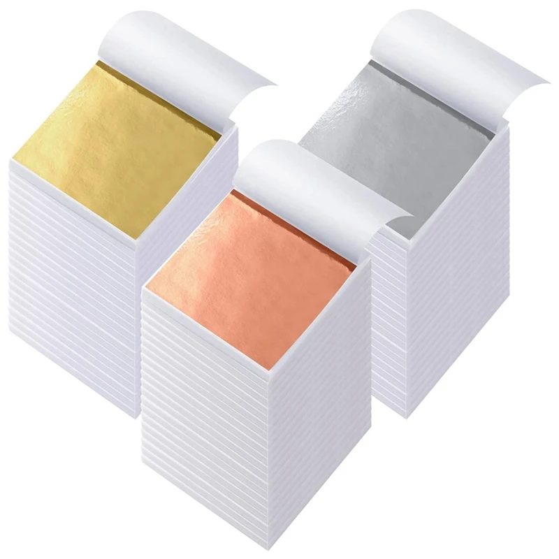 

1200 Sheets Gold Leaf Sheets 3 Colors Imitation Gold Leaf Paper Gold Foil Sheets For Arts Decoration Handcrafts Nails, Durable